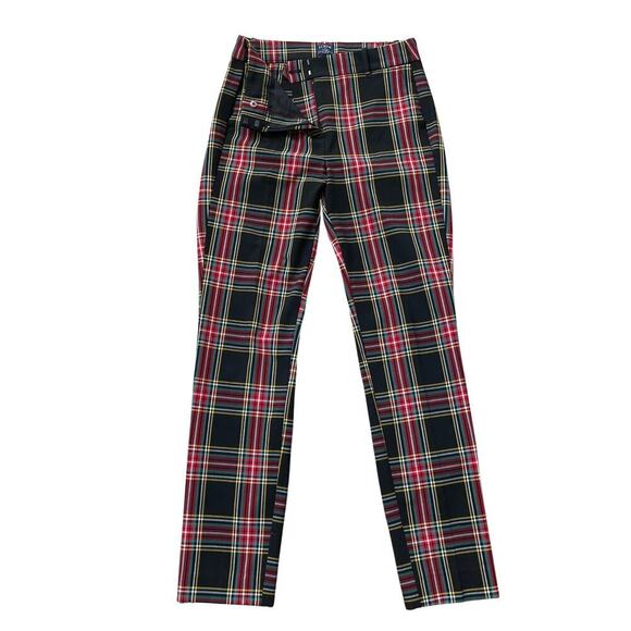 J.Crew 4 Ruby Full-Length Pants | Red Tartan Plaid Stretch Career MSRP $119 - Picture 1 of 7